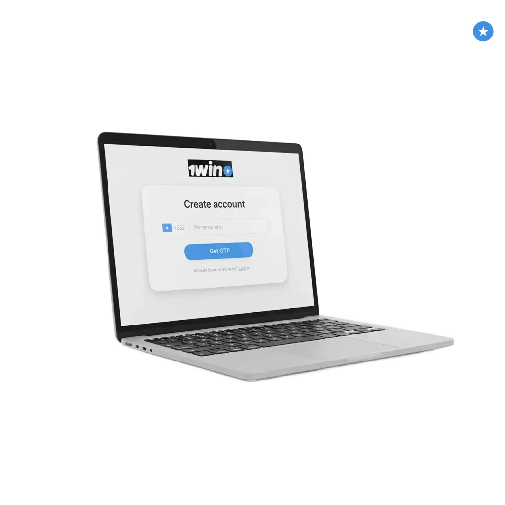 1win Somalia site showing registration, login, verification steps and a 500% welcome bonus up to 585,788 SOS.